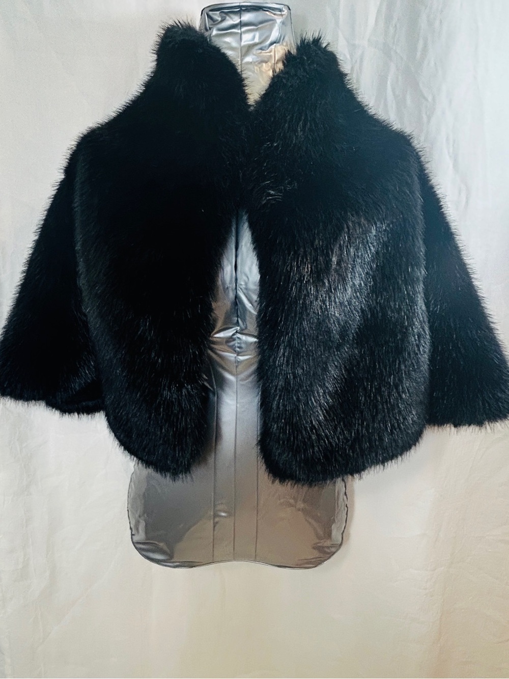 bebe Black Faux Fur Cape Coat